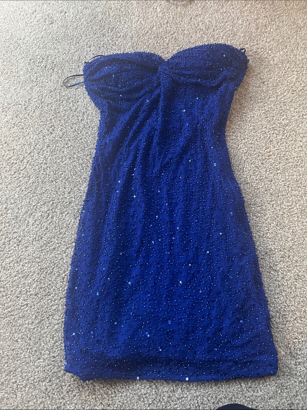 Windsor Strapless Sequin Bodycon Dress in Cobalt Blue